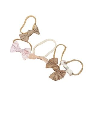 Baby Girls Neutral & Pink Bow Headband Set - Kids Accessories